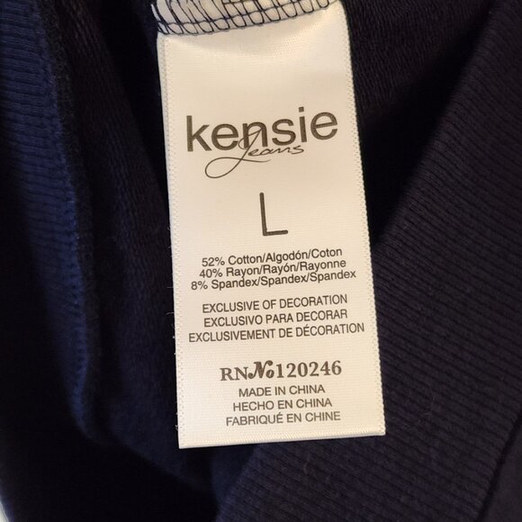 Kenzie Jeans Navy Striped Bow Top Sweatshirt Cotton Rayon Spandex Size M-L - Picture 8 of 13